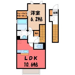 宇都宮駅 バス10分  簗瀬金掘下車：停歩5分 2階の物件間取画像